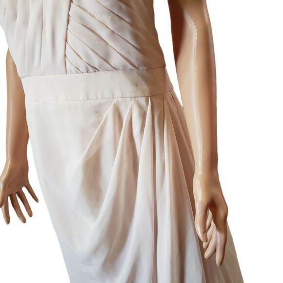 Jordan Peach Blush Pleated Strapless Chiffon Gown Sz 12 - Picture 7 of 16